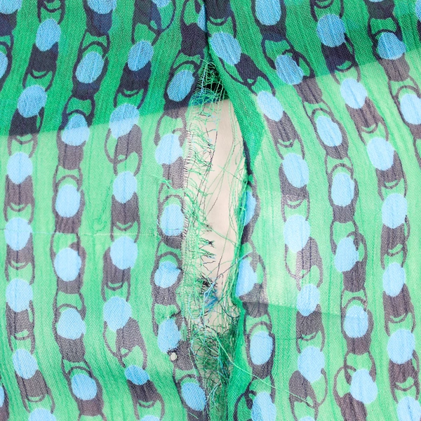 Liz Claiborne Sheer Green & Blue Half-Button Blouse Women's Size Large