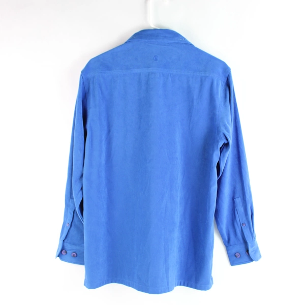 Christine Alexander Bedazzled Blue Button-Down Shirt Women's Size Medium