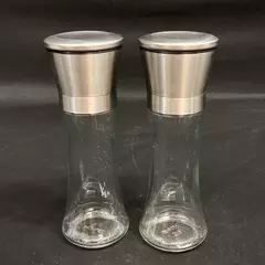 Home EC Premium Glass And Stainless Steel Salt And Pepper Grinder Set