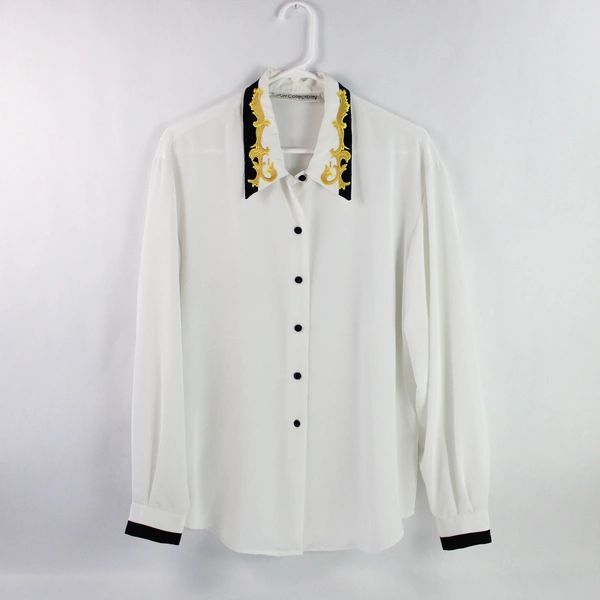 Vintage JH Collectibles Embroidered Collar Button-Up Blouse Women's 12 