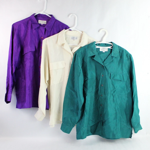 Lot of 3 The Rack Knightsbridge London Pure Silk Blouses Women's Medium