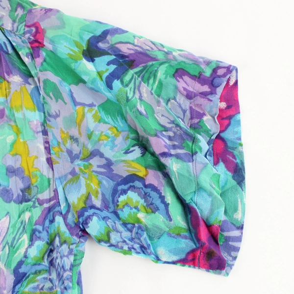Vtg Compagnie Internationale Express Floral Collared Button Up Blouse Women's M
