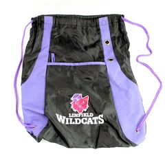 GNP Black Purple Linfield Wildcats Drawstring Backpack