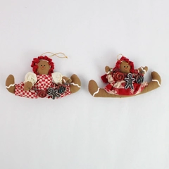 Lot of 2 Kurt Adler Felt Gingerbread Men Doing Splits Christmas Tree Ornament