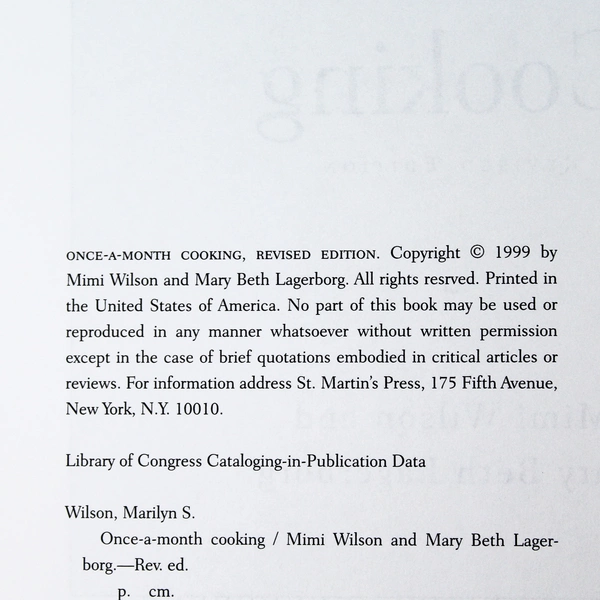 Once A Month Cooking Revised Edition Mimi Wilson Mary Beth Lagerborg 1999 PB