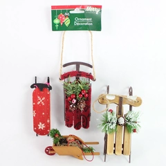Lot of 4 Christmas Sled Ornaments Hanging Decorations for Christmas Tree