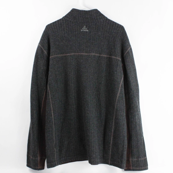 PrAna Dark Gray Brown 1/4-Zip Wool Blend Pullover Sweater Men's Size XXL