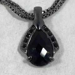 Vintage Monet Onyx Pendant Necklace 16 Inch