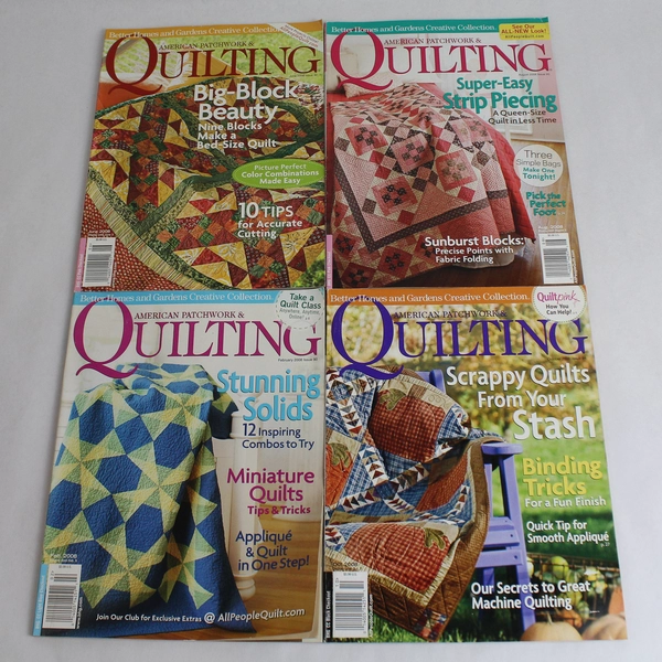 Lot of 4 Magazines BH&G American Patchwork & Quilting Feb June Aug Oct 2008