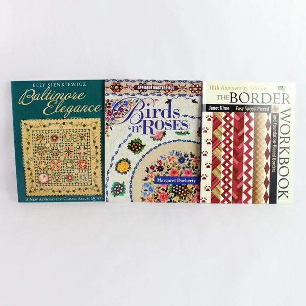 Lot of 3 Quilting Books The Boarder Workbook Birds 'n' Roses Baltimore Elegance