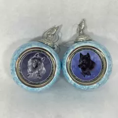1997 Bradford Exchange Spirit Of The Wilderness Blue Wolf Ball Ornaments Set 1