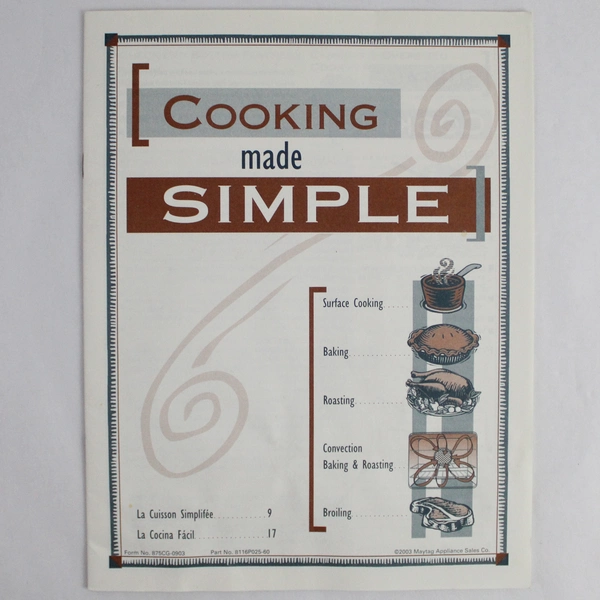 Cooking Made Simple 2003 Maytag Appliance Sales Paperback Booklet