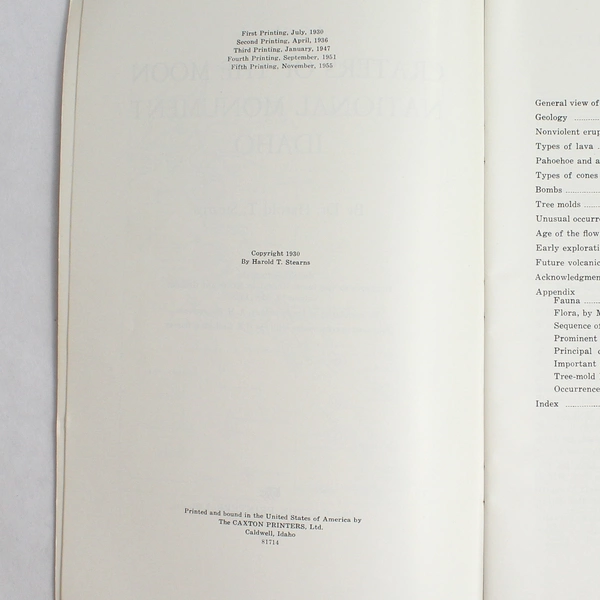 Vintage Guide To Craters of The Moon National Monument... by Harold Stearns 1995