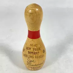 1986-87 New York Rotary Bowling League Wood Bowling Pin Award 140 Average