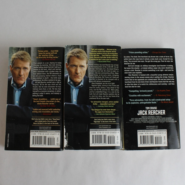 Lot of 3 Jack Reacher Paperback Books: One Shot, Never Go Back, A Wanted Man
