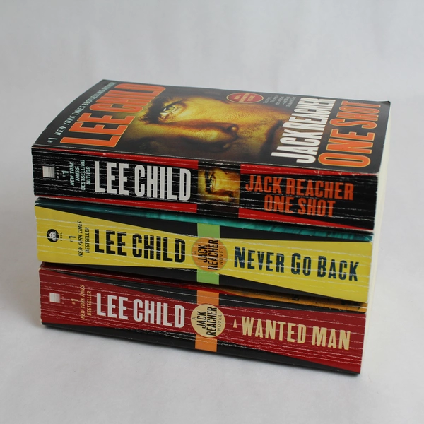 Lot of 3 Jack Reacher Paperback Books: One Shot, Never Go Back, A Wanted Man
