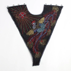 Vintage Beaded Rooster Junglefowl Modesty Panel Collar Accessory