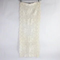 Handmade Crocheted White Nightstand End Table Doily Table Runner 13" x 32.5"