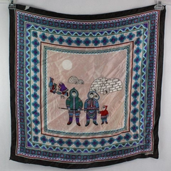 Skemo Canada Eleana Tony Paine Scarf Eskimo Family Igloos Multicolored