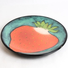 1997 Rainbow Gate Pottery Santa Fe Handmade Decorative Strawberry Plate 10.75"