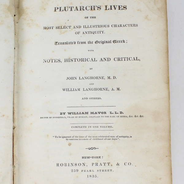 Plutarch’s Lives & A Life of Plutarch John & William Langhorne 1835 Leather