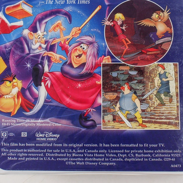 The Sword in the Stone VHS 1998 Rated G Walt Disney