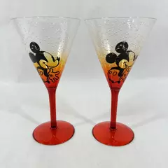 Set Of 2 Orange Ombre Mickey Mouse Plastic Martini Champagne Glasses