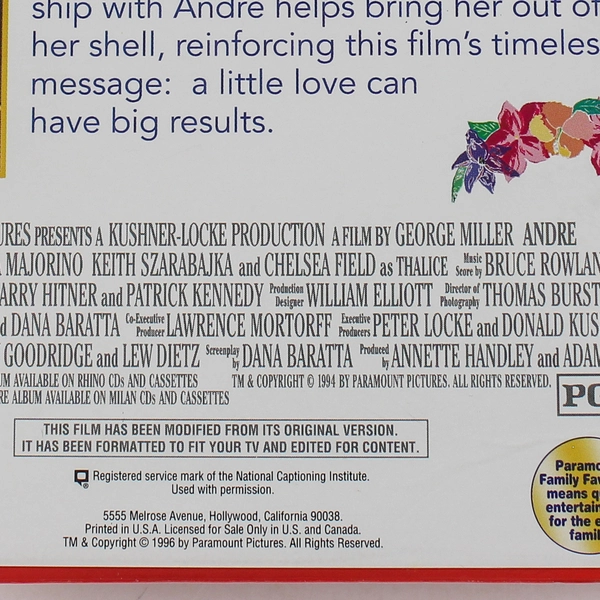Andre VHS 1996 Clamshell Paramount Pictures Tina Majorino