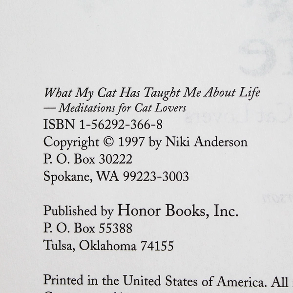 What My Cat Has Taught Me About Life by Niki Anderson 1997 Hardcover Dust Jacket