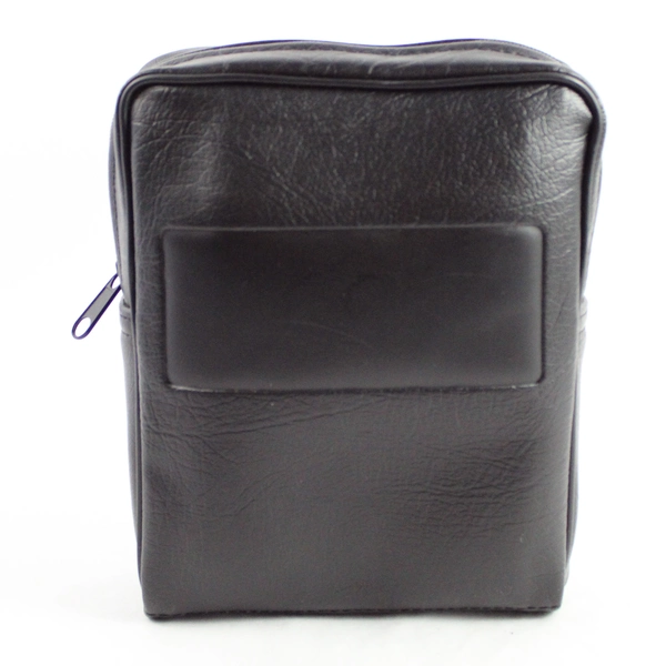 Black Faux Leather Zipper Utility Pouch Belt Bag 5" x 7.5"