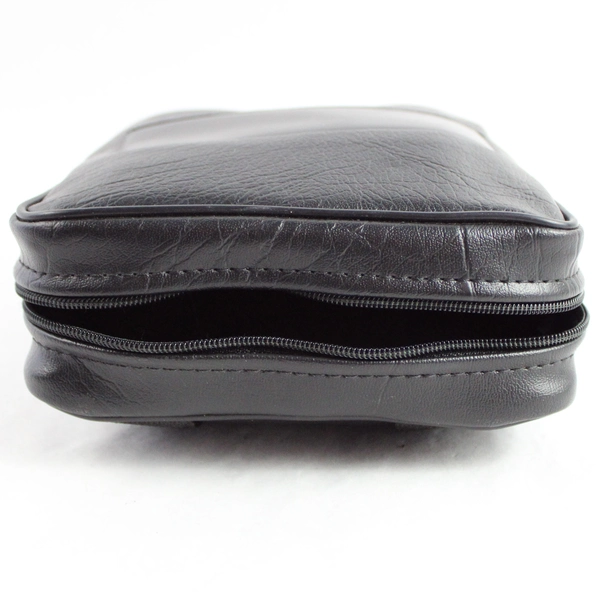 Black Faux Leather Zipper Utility Pouch Belt Bag 5" x 7.5"