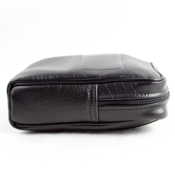 Black Faux Leather Zipper Utility Pouch Belt Bag 5" x 7.5"