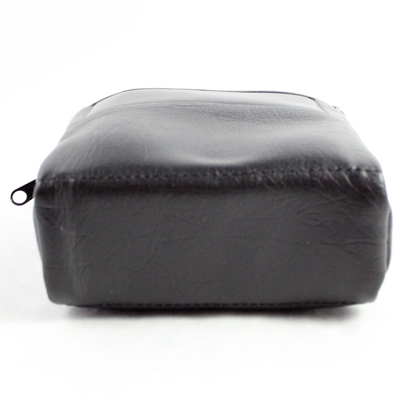 Black Faux Leather Zipper Utility Pouch Belt Bag 5" x 7.5"