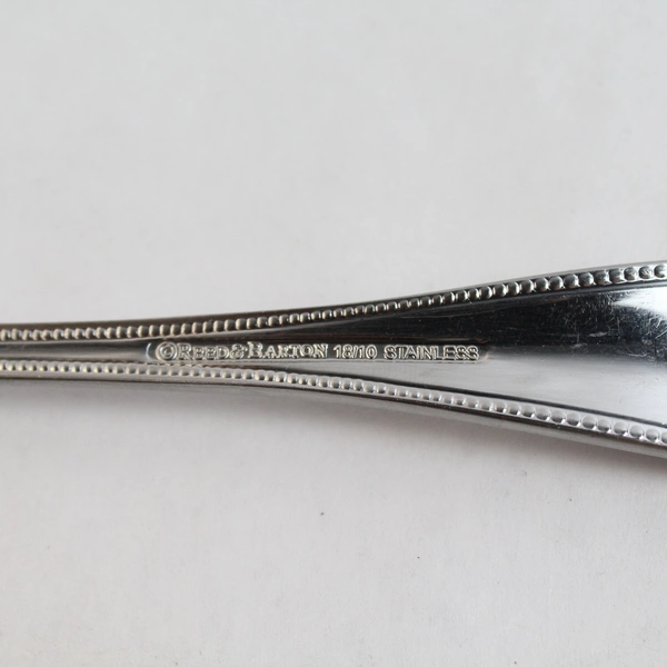 Lot of 4 Reed & Barton Elegant Bead Dinner Spoons Stainless Steel Flatware