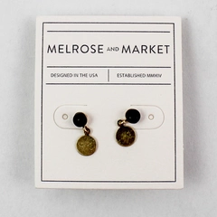 Melrose And Market Women's Dangle Earrings Black Gold Tone Disc Pre-Owned