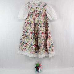 Common Sense Designs Girls Dress Size 5 Floral White with 10 Hair Bows
