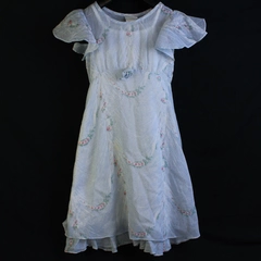 Daisy Kingdom Blue Rose Slip Dress Girls Size 6X Floral Short Sleeves Side Zip