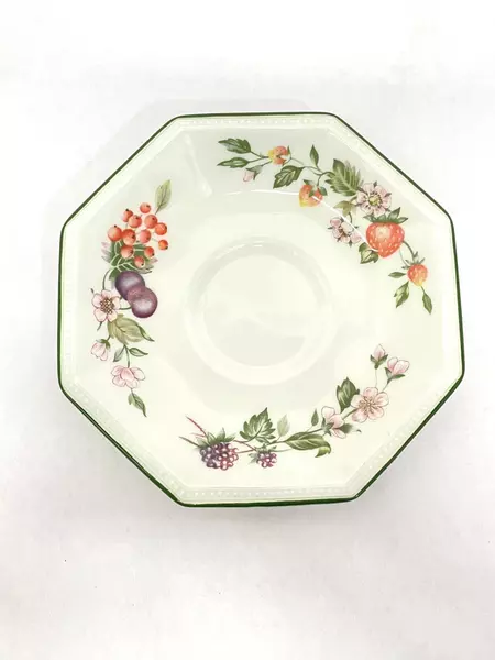 Johnson Brothers Fresh Fruit Octagon Cup & Saucer Set White Porcelain