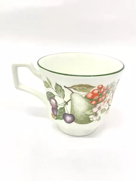 Johnson Brothers Fresh Fruit Octagon Cup & Saucer Set White Porcelain