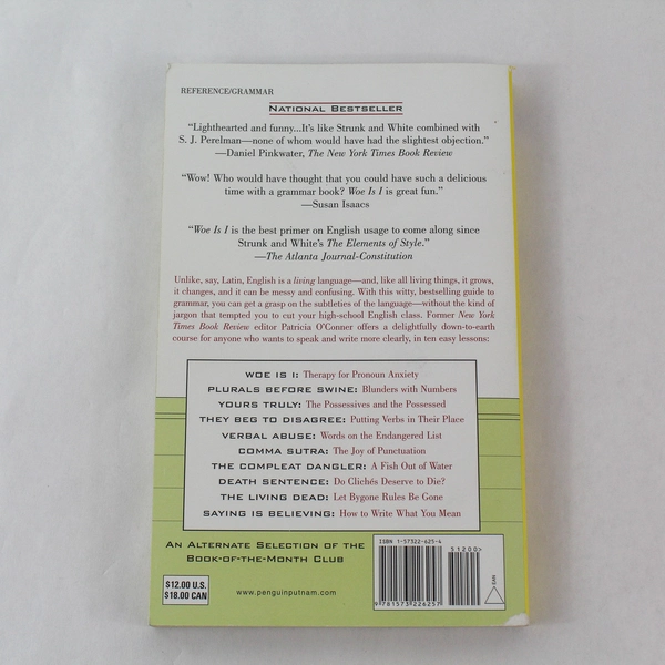 Woe Is I by Patricia O'Conner 1996 Paperback Grammar Guide in Good Condition