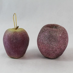 Set of 2 Vintage Victorian Style Fruit Shaped Christmas Ornaments Pear Apple 