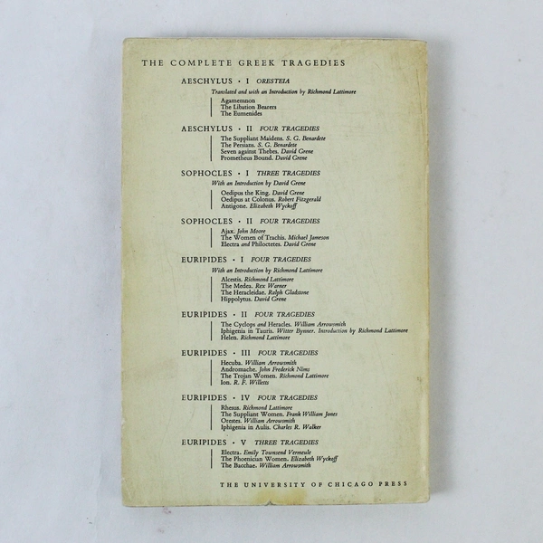 Sophocles I Greek Tragedies 1968 Chicago Press Pre-Owned Wear & Marks