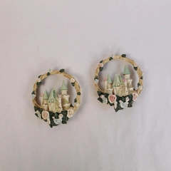 Lot of 2 Castle Rose Floral Christmas Ornaments Tree Decor 5" Tall