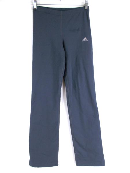 ADIDAS Leggings Wide Ankle Gray Blue Stripe Stretch Yoga Pants Women's SMALL