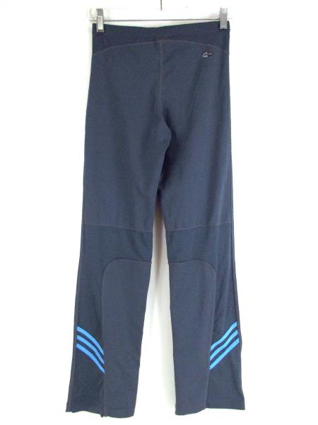 ADIDAS Leggings Wide Ankle Gray Blue Stripe Stretch Yoga Pants Women's SMALL