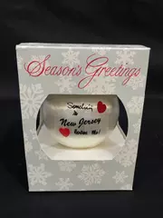1987 Signatures of Christmas Satin Ball Ornament NJ Loves Me 3" Diameter