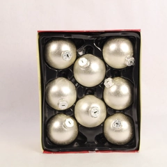 Lot of 8 Holiday Living Silver Toned Round Christmas Ornaments 2.5"