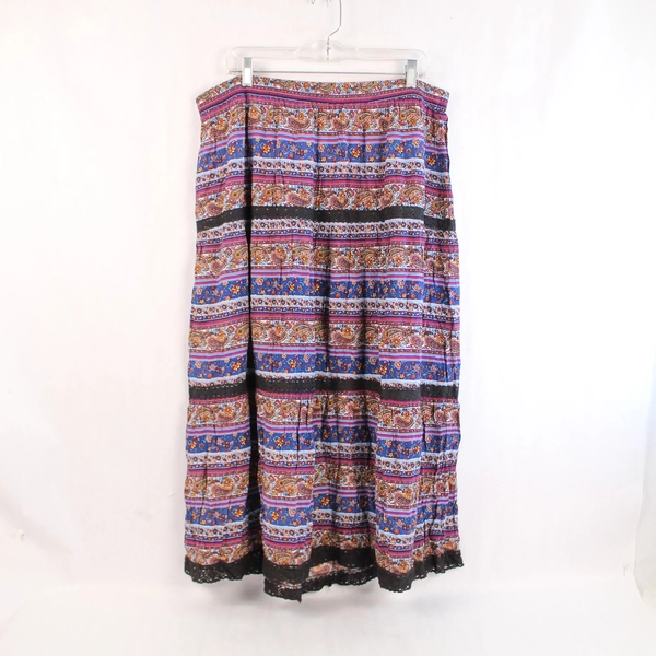 GNW XL Multicolored Bohemian Skirt Retro Paisley Print Good Condition