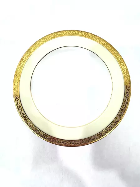 Set of 3 Vintage Thomas Bavaria White Cream Porcelain Plates Gold Trim