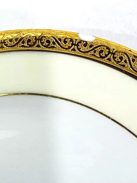 Set of 3 Vintage Thomas Bavaria White Cream Porcelain Plates Gold Trim